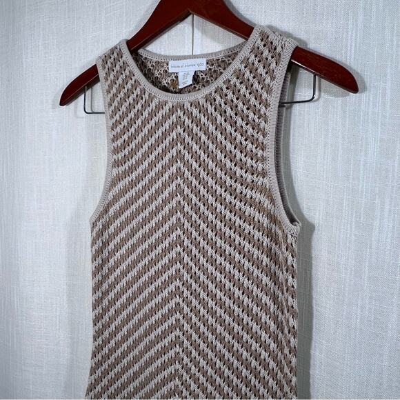 House Of Harlow 1960 NWT Chevron Crochet Knit Ivory Khaki Maxi Dress Size M - Picture 6 of 12